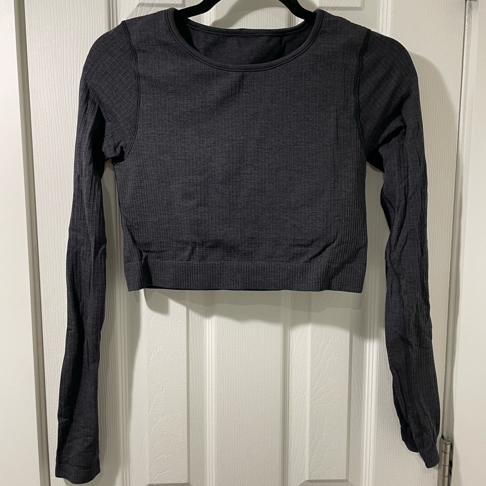 lululemon athletica Long Sleeve Cropped Ribbed Top - Charcoal